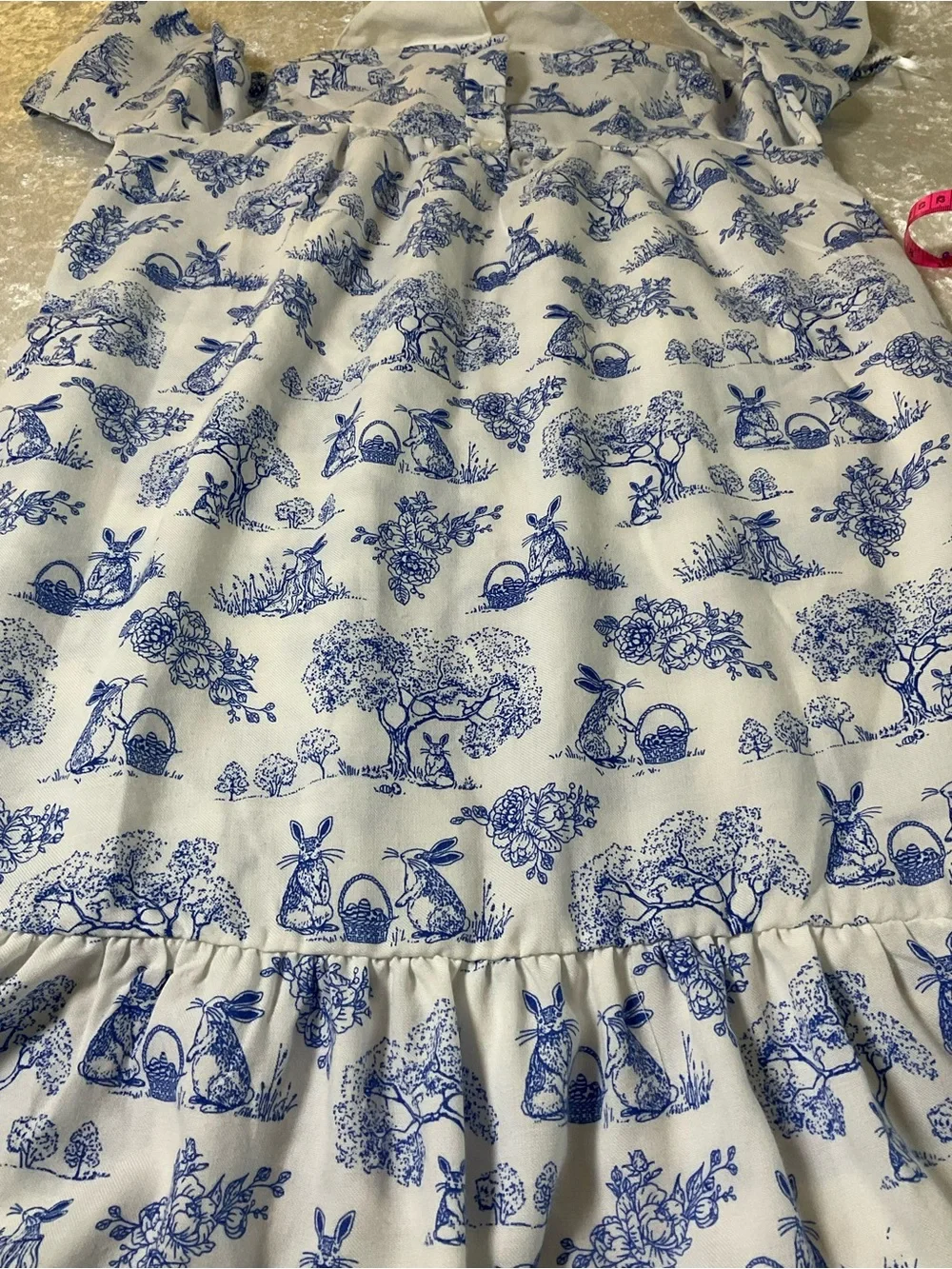 Gymboree White and Blue Bunny Print Long-Sleeve Nightgown Dress
